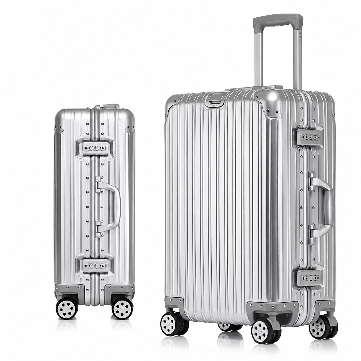 Aluminum-Magnesium Alloy Travel Suitcase with TSA Lock & Spinner Wheels
