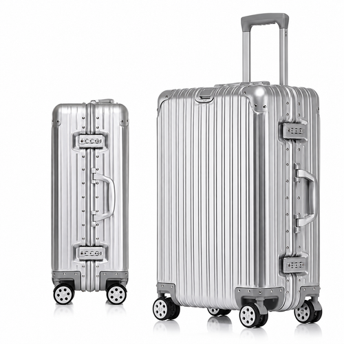 Aluminum-Magnesium Alloy Travel Suitcase with TSA Lock & Spinner Wheels