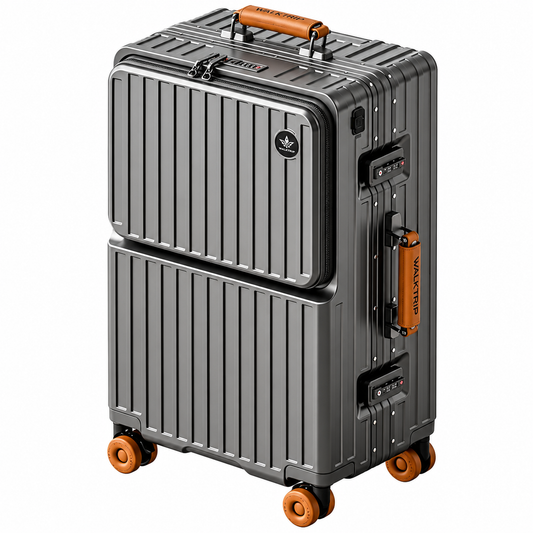 Luxury Aluminum Frame Travel Suitcase with Front Opening, TSA Lock & Universal Wheels