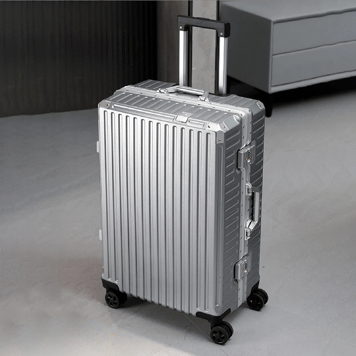 Aluminum Frame Rolling Travel Suitcase with USB Port & Combination Lock