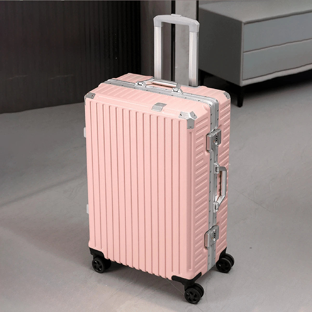 Aluminum Frame Rolling Travel Suitcase with USB Port & Combination Lock