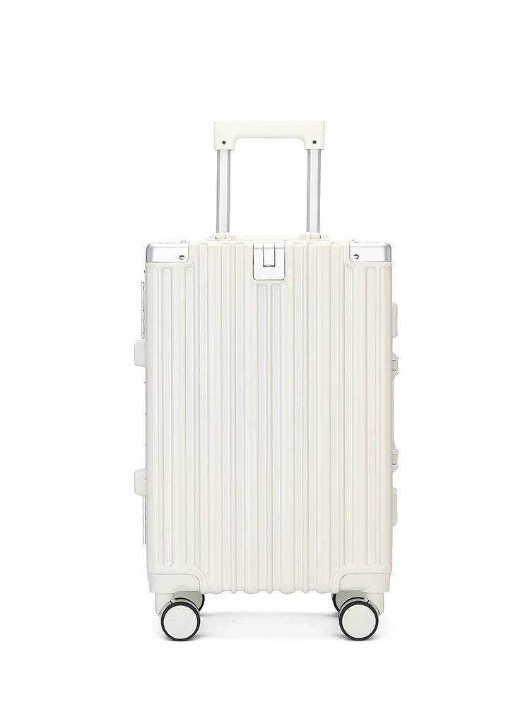 Large Capacity Aluminum Frame Travel Suitcase with Combination Lock & Spinner Wheels