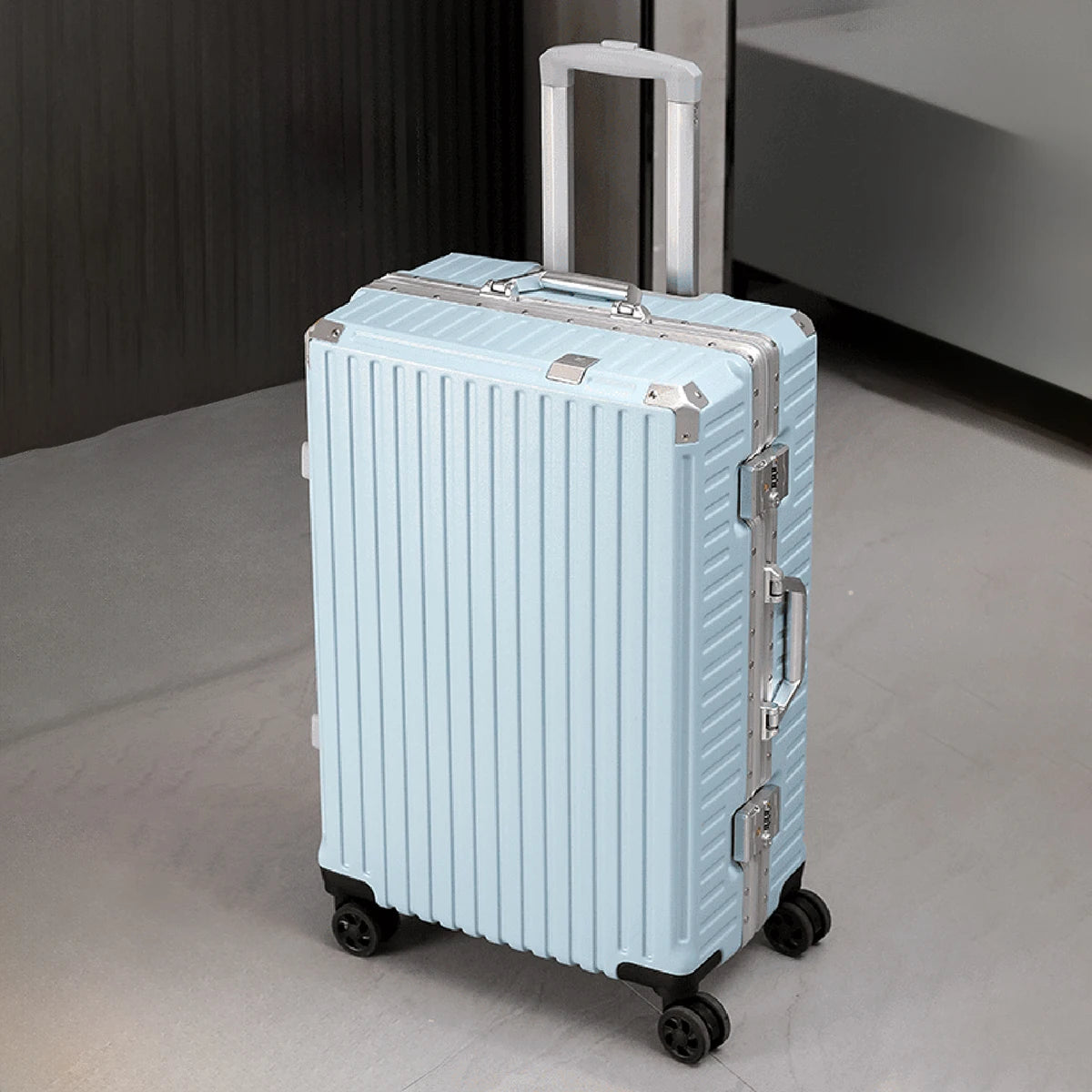 Aluminum Frame Rolling Travel Suitcase with USB Port & Combination Lock