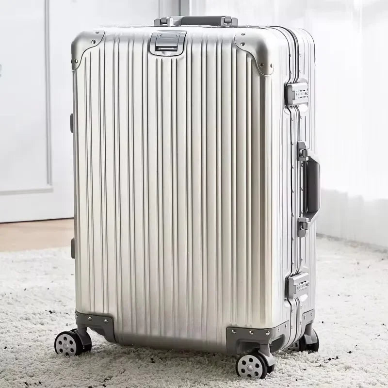 Aluminum-Magnesium Alloy Travel Suitcase with TSA Lock & Spinner Wheels