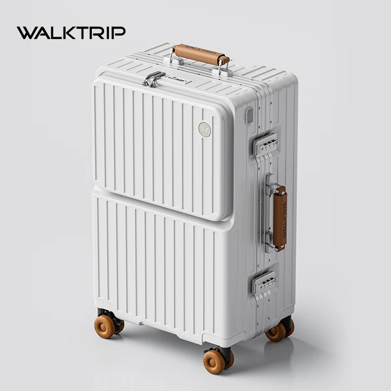 Luxury Aluminum Frame Travel Suitcase with Front Opening, TSA Lock & Universal Wheels