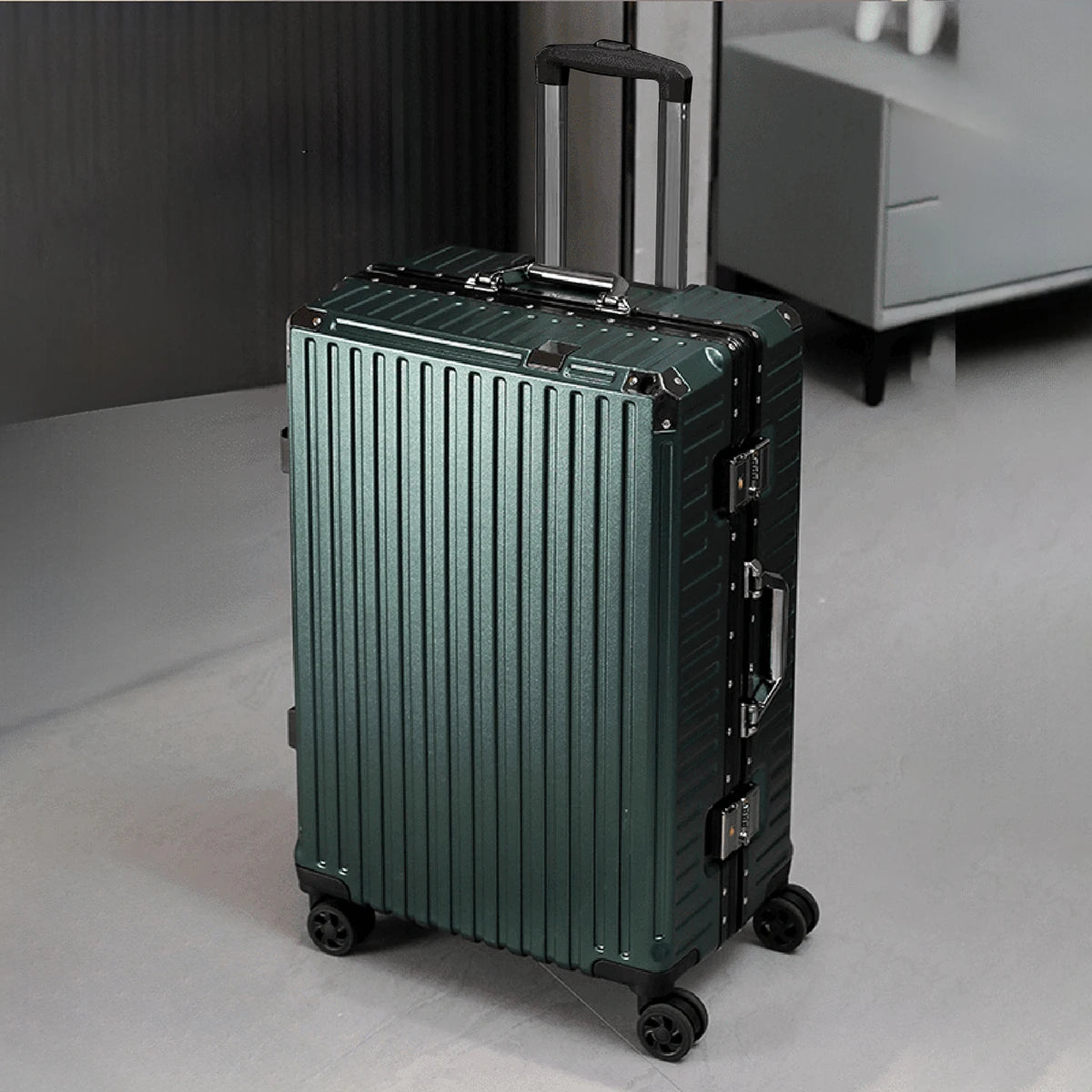 Aluminum Frame Rolling Travel Suitcase with USB Port & Combination Lock