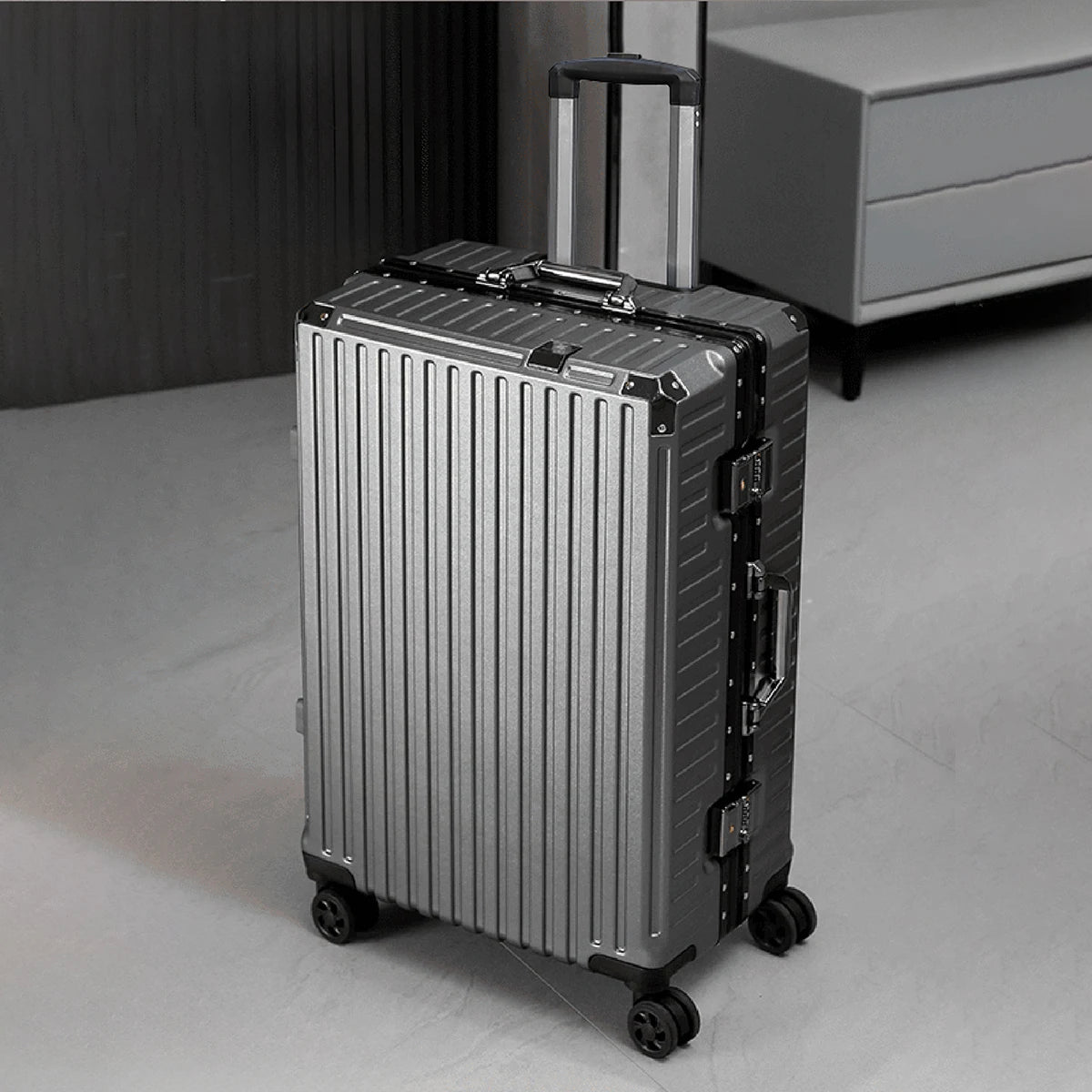 Aluminum Frame Rolling Travel Suitcase with USB Port & Combination Lock