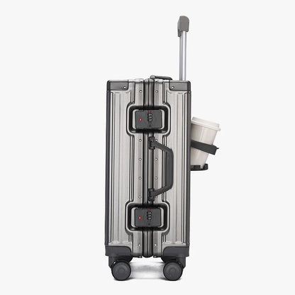 Large Capacity Aluminum Frame Travel Suitcase with Combination Lock & Spinner Wheels