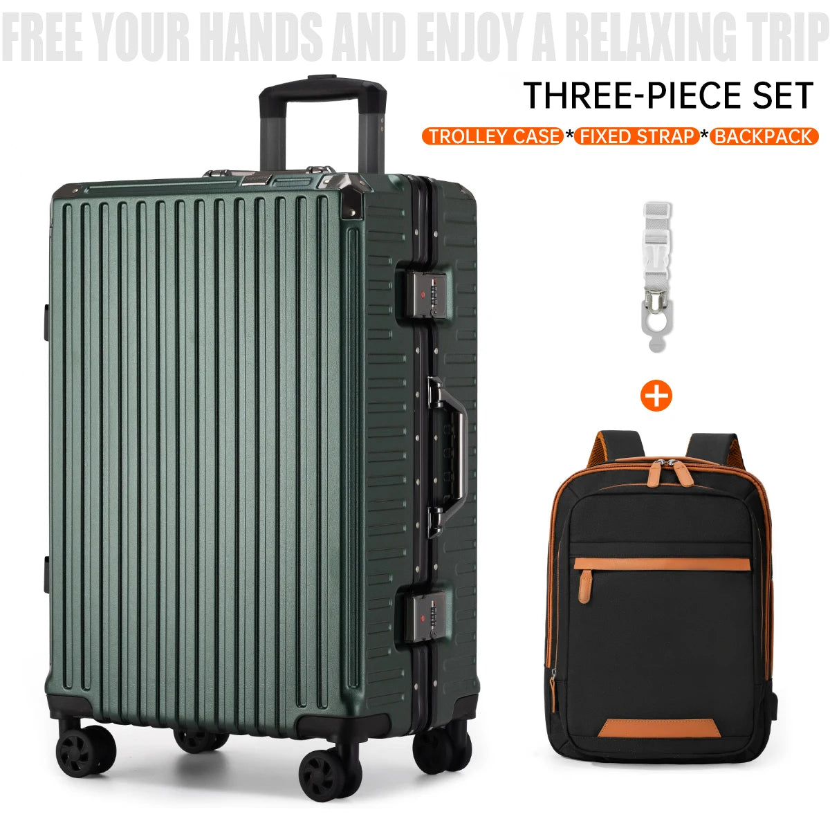 Aluminum Frame Rolling Travel Suitcase with USB Port & Combination Lock