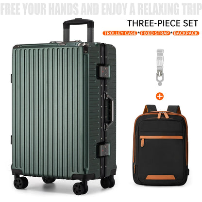 Aluminum Frame Rolling Travel Suitcase with USB Port & Combination Lock