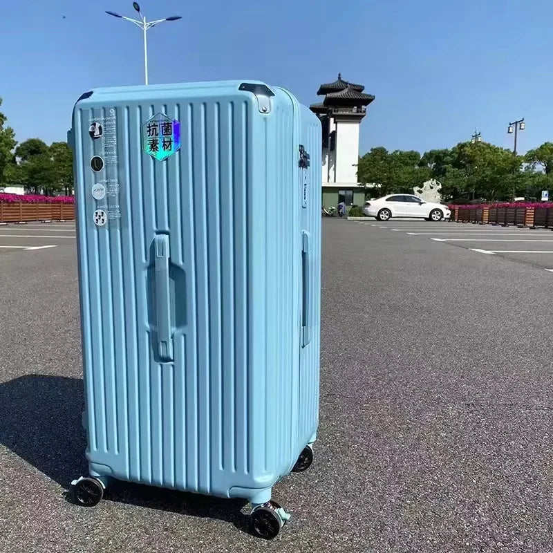 Large Capacity Rolling Travel Suitcase with Shock-Absorbing Wheels