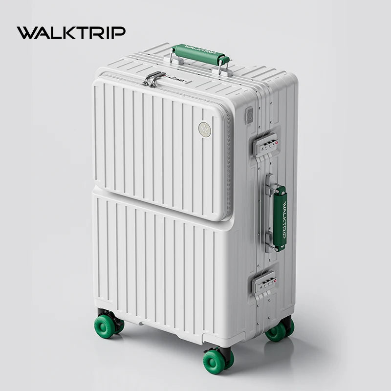 Luxury Aluminum Frame Travel Suitcase with Front Opening, TSA Lock & Universal Wheels