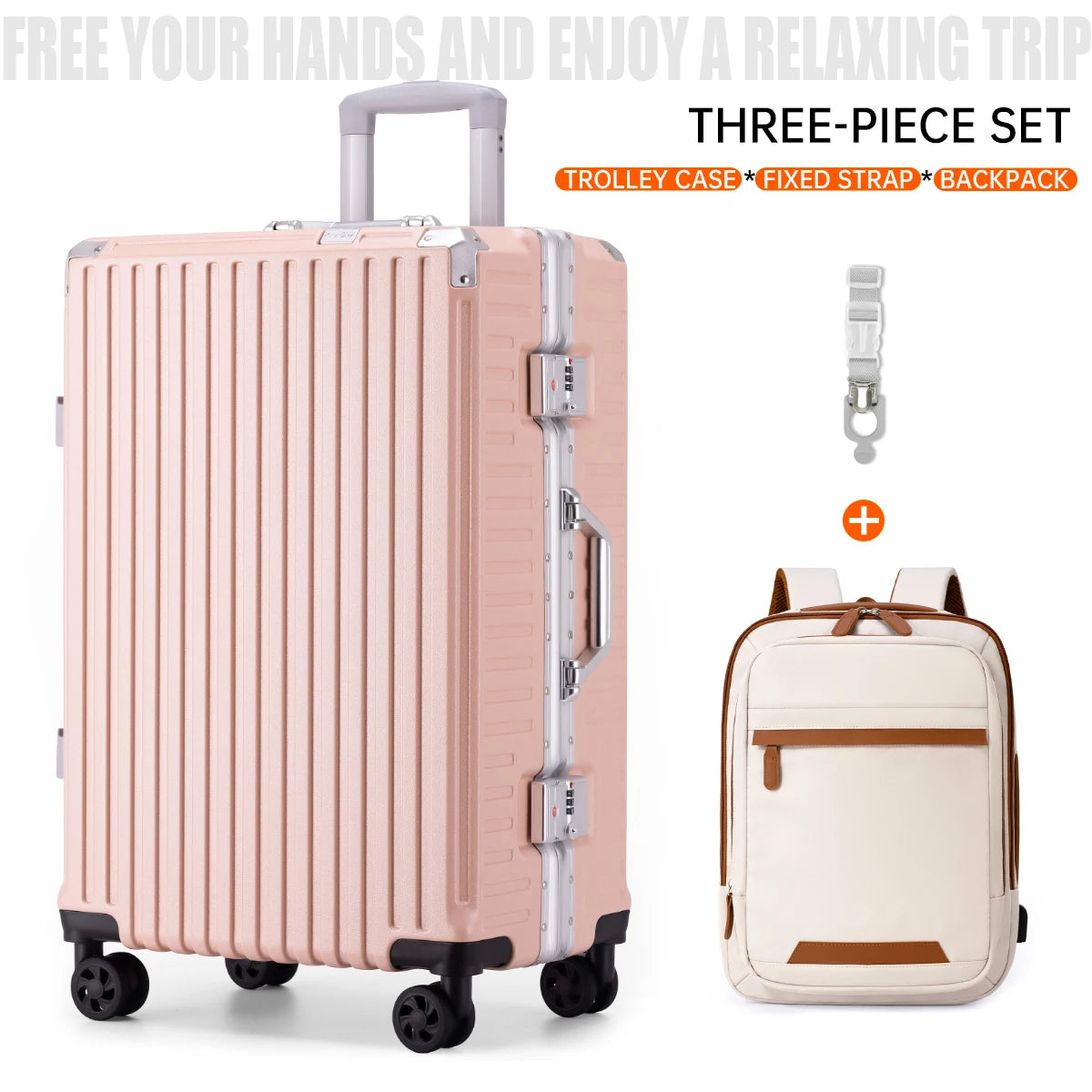 Aluminum Frame Rolling Travel Suitcase with USB Port & Combination Lock