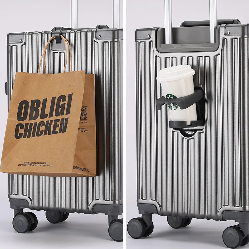 Large Capacity Aluminum Frame Travel Suitcase with Combination Lock & Spinner Wheels