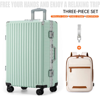 Aluminum Frame Rolling Travel Suitcase with USB Port & Combination Lock