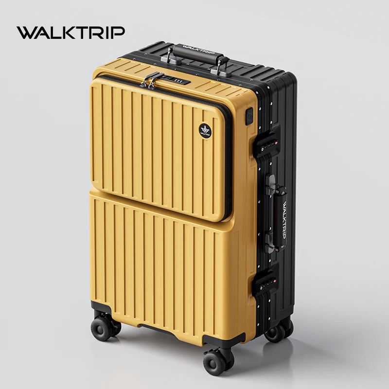 Luxury Aluminum Frame Travel Suitcase with Front Opening, TSA Lock & Universal Wheels