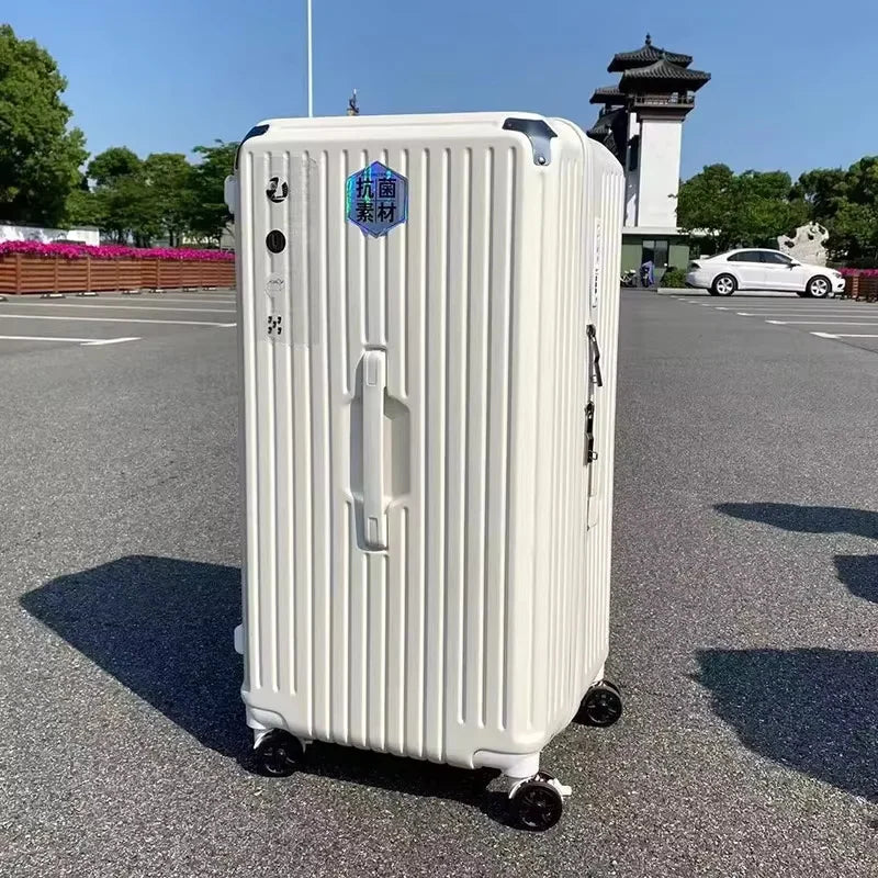 Large Capacity Rolling Travel Suitcase with Shock-Absorbing Wheels