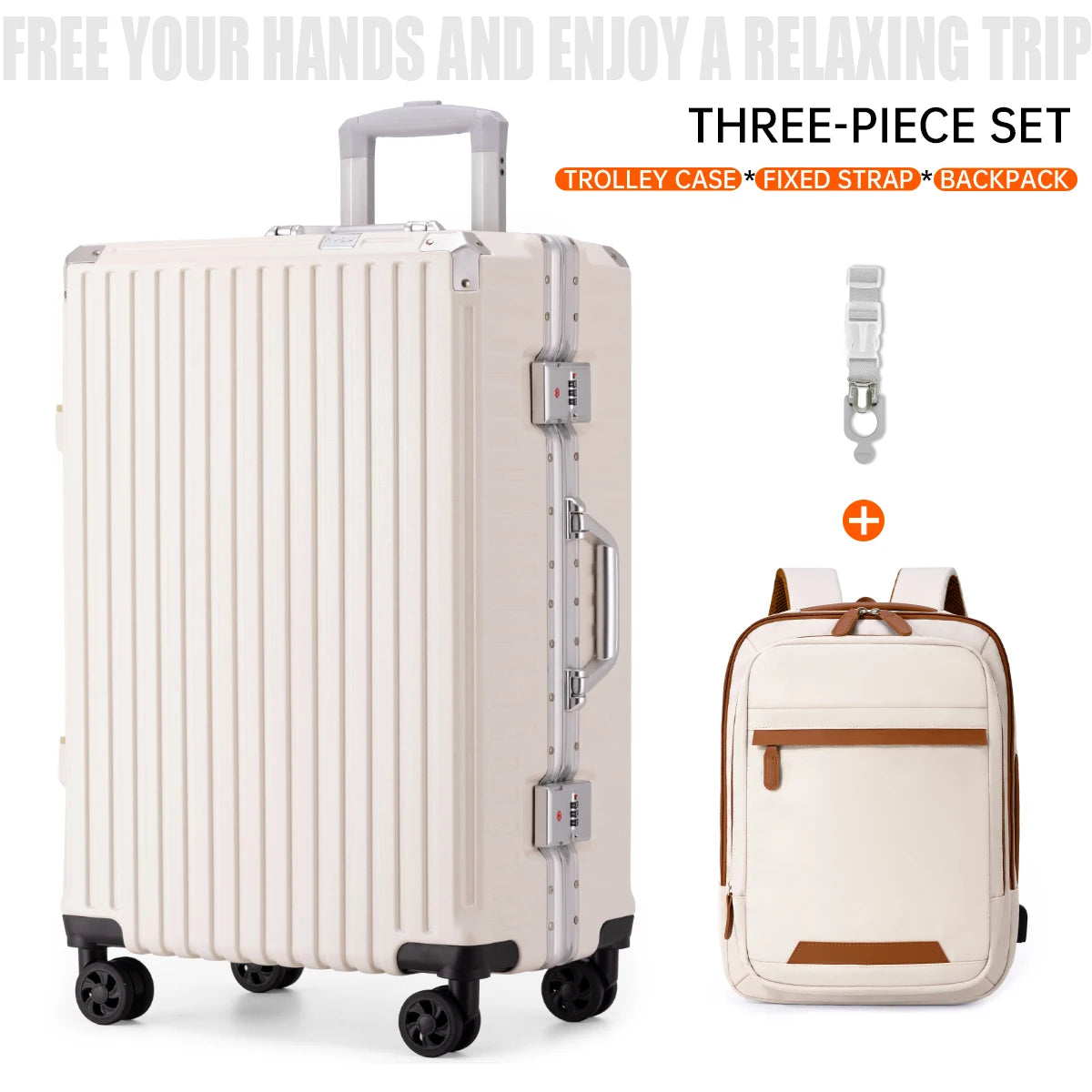 Aluminum Frame Rolling Travel Suitcase with USB Port & Combination Lock