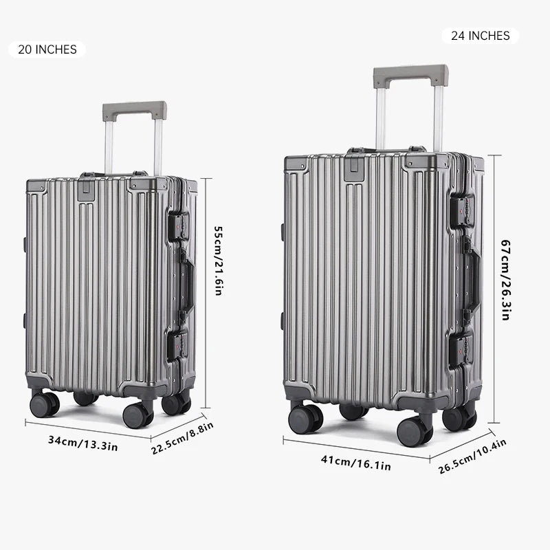 Aluminum Frame Student Suitcase Large Capacity Trolley Case New Strong and Durable Password Box Men's and Women's Universal Wheeled Luggage