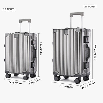 Large Capacity Aluminum Frame Travel Suitcase with Combination Lock & Spinner Wheels