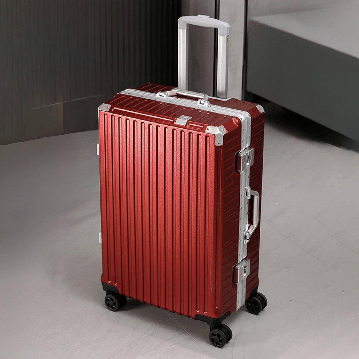 Aluminum Frame Rolling Travel Suitcase with USB Port & Combination Lock