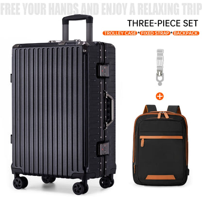 Aluminum Frame Rolling Travel Suitcase with USB Port & Combination Lock
