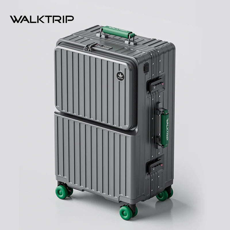 Luxury Aluminum Frame Travel Suitcase with Front Opening, TSA Lock & Universal Wheels