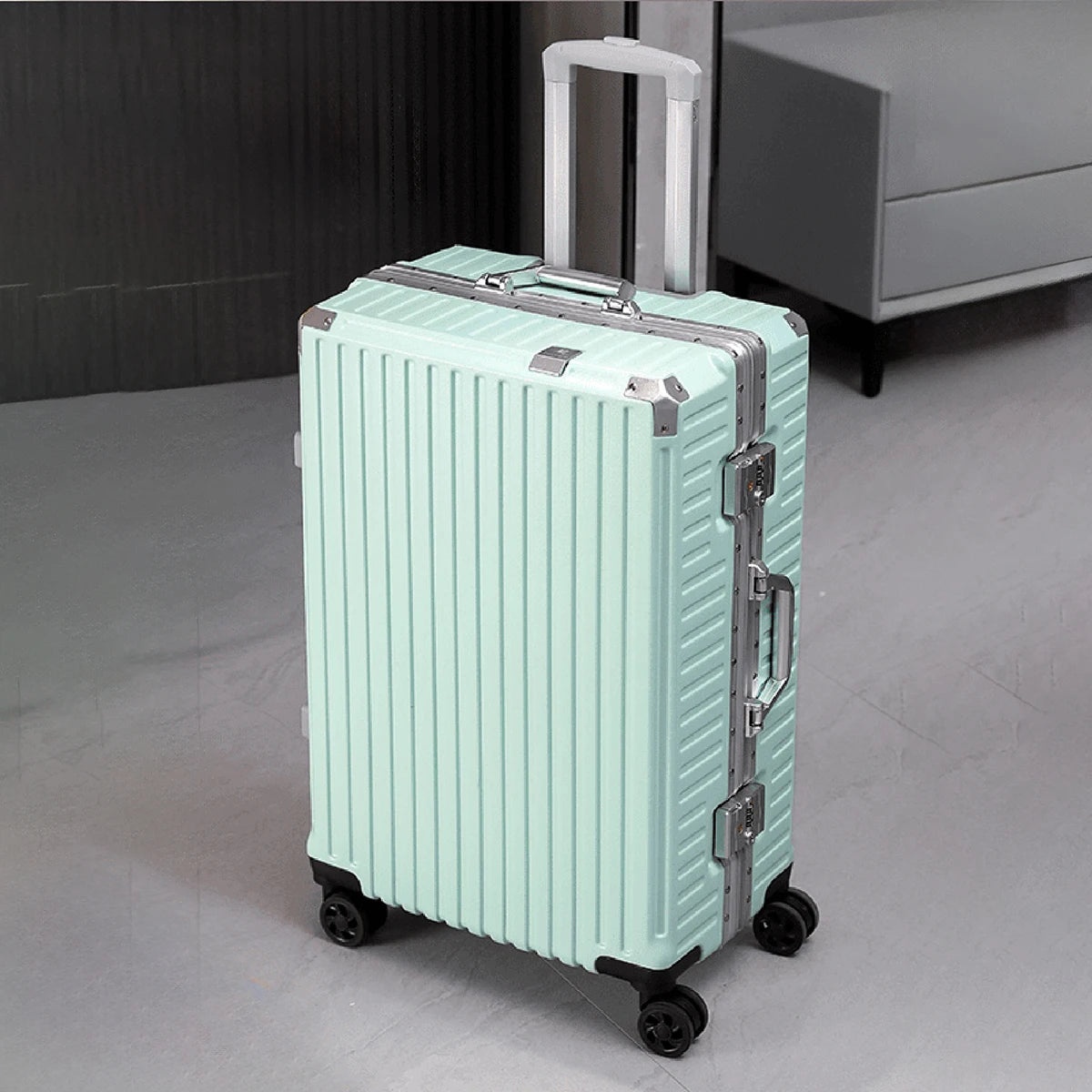 Aluminum Frame Rolling Travel Suitcase with USB Port & Combination Lock