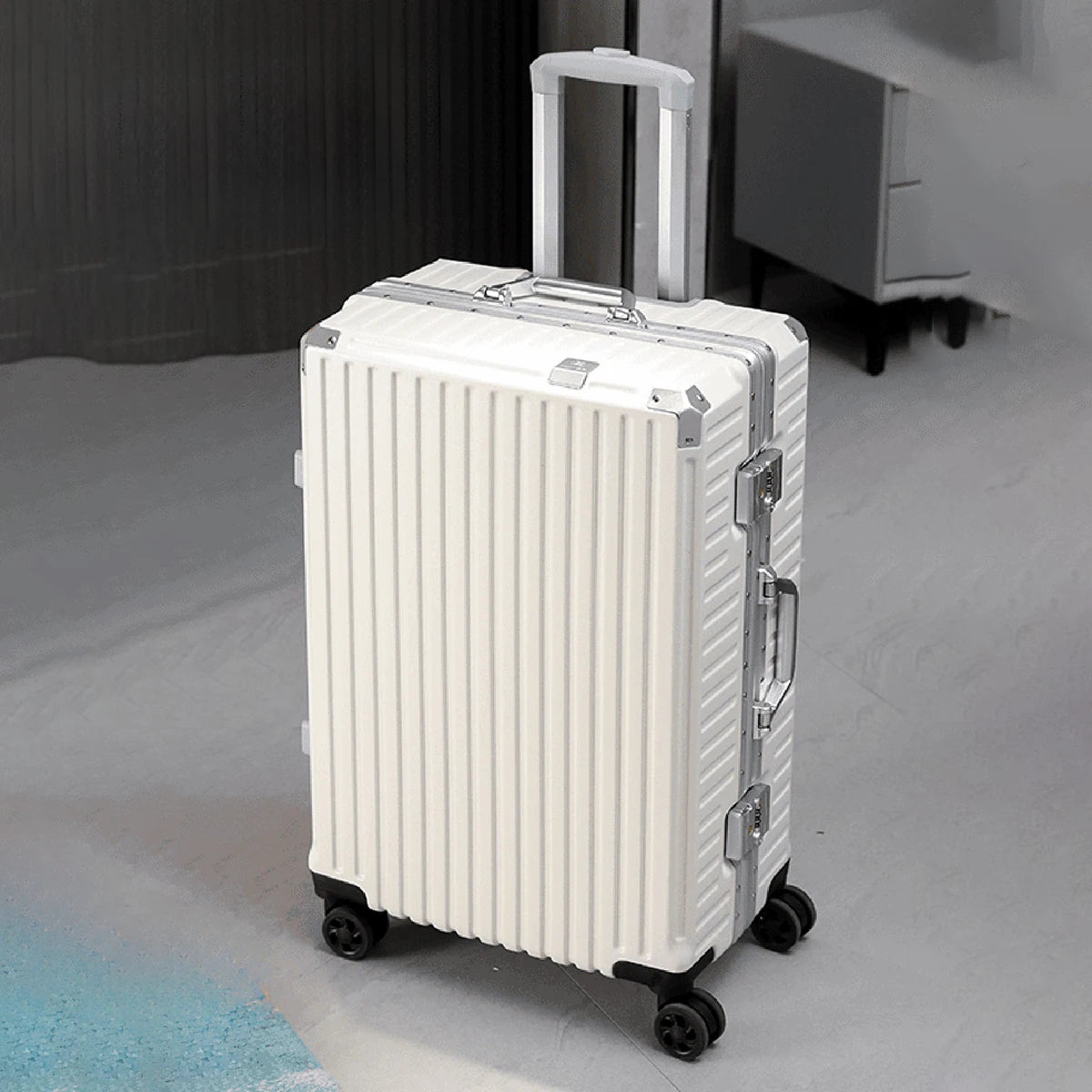 Aluminum Frame Rolling Travel Suitcase with USB Port & Combination Lock