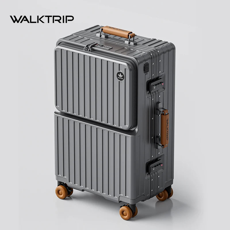 Luxury Aluminum Frame Travel Suitcase with Front Opening, TSA Lock & Universal Wheels