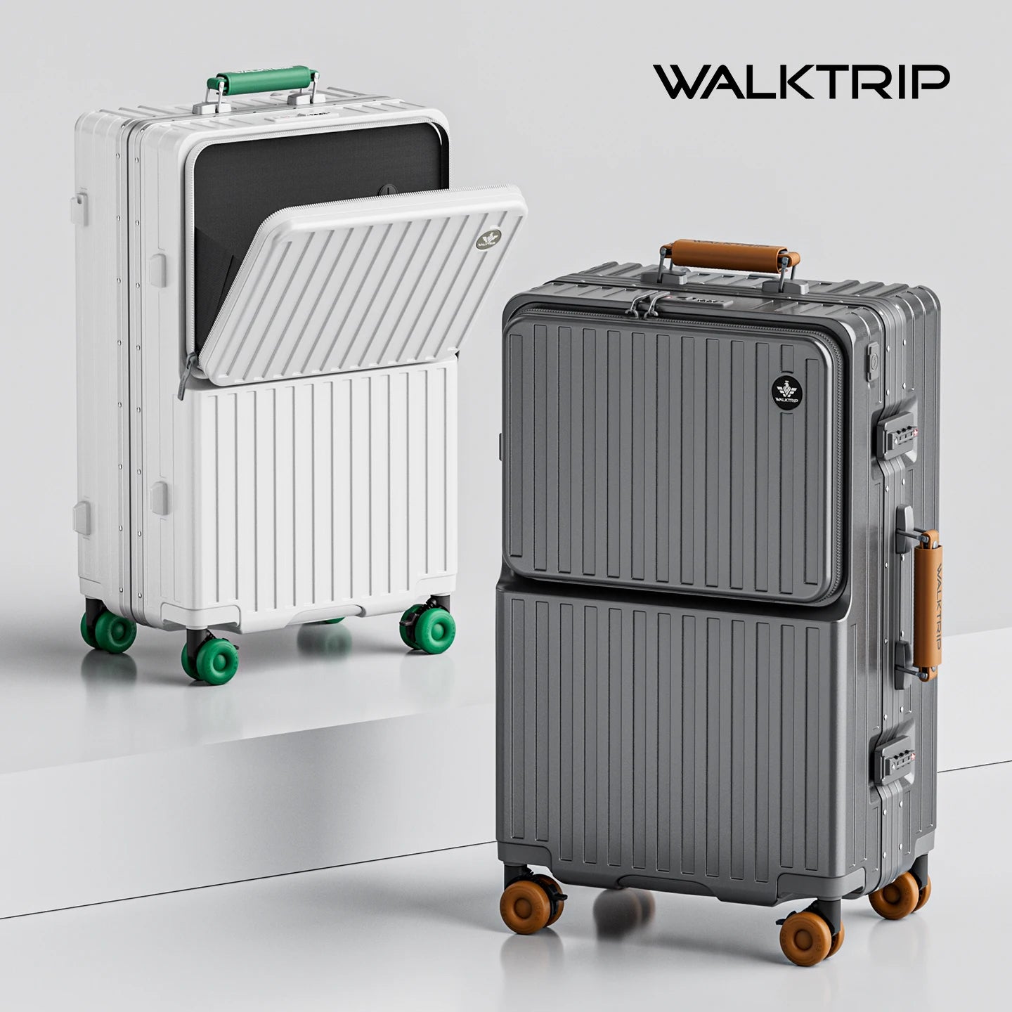 Luxury Aluminum Frame Travel Suitcase with Front Opening, TSA Lock & Universal Wheels