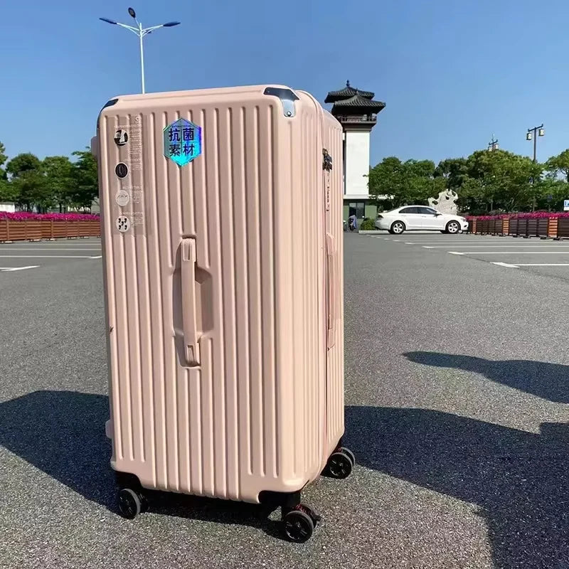 Large Capacity Rolling Travel Suitcase with Shock-Absorbing Wheels
